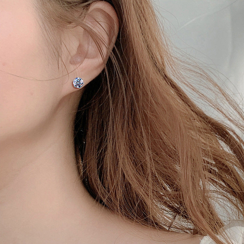 Moissanite Classic Six-claw Magnetic Stud Earrings