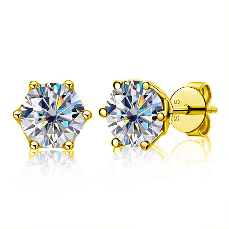 Moissanite Classic Six-claw Magnetic Stud Earrings