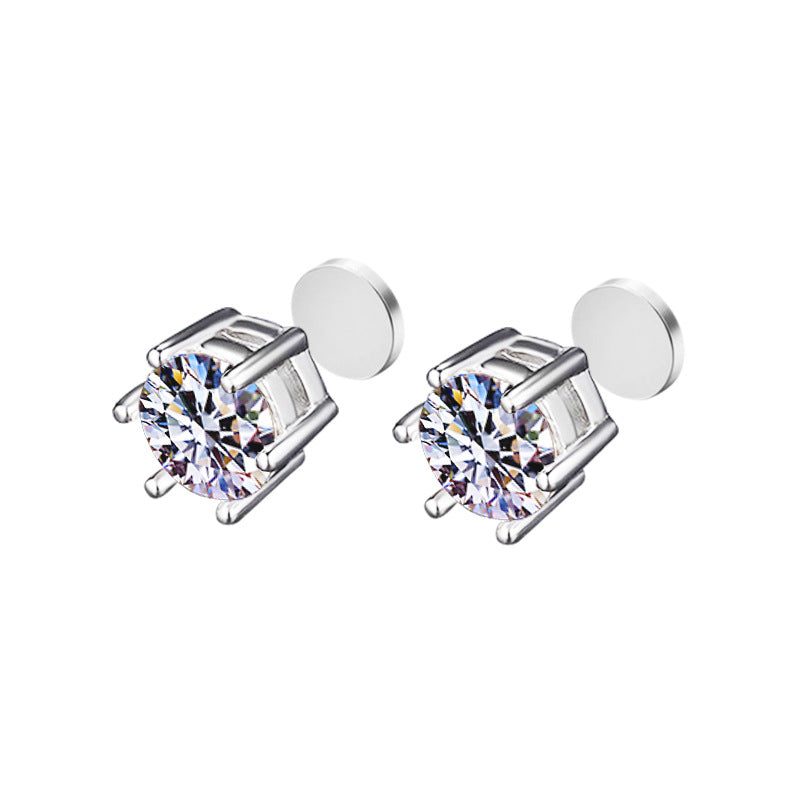Moissanite Classic Six-claw Magnetic Stud Earrings