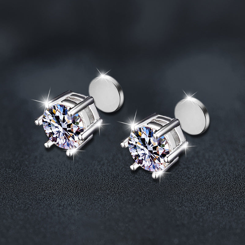 Moissanite Classic Six-claw Magnetic Stud Earrings