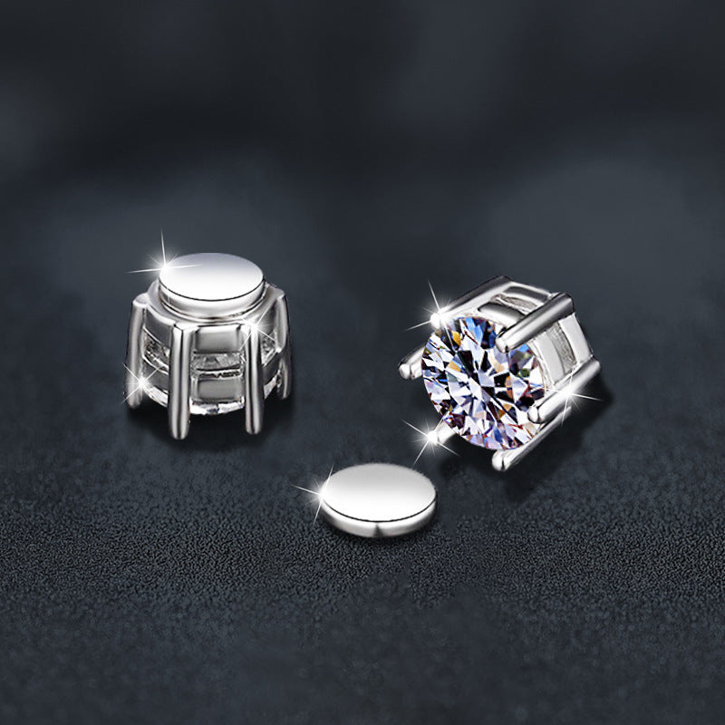 Moissanite Classic Six-claw Magnetic Stud Earrings