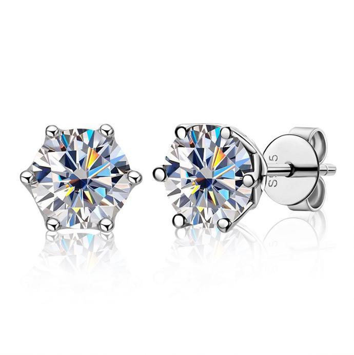 Moissanite Classic Six-claw Magnetic Stud Earrings